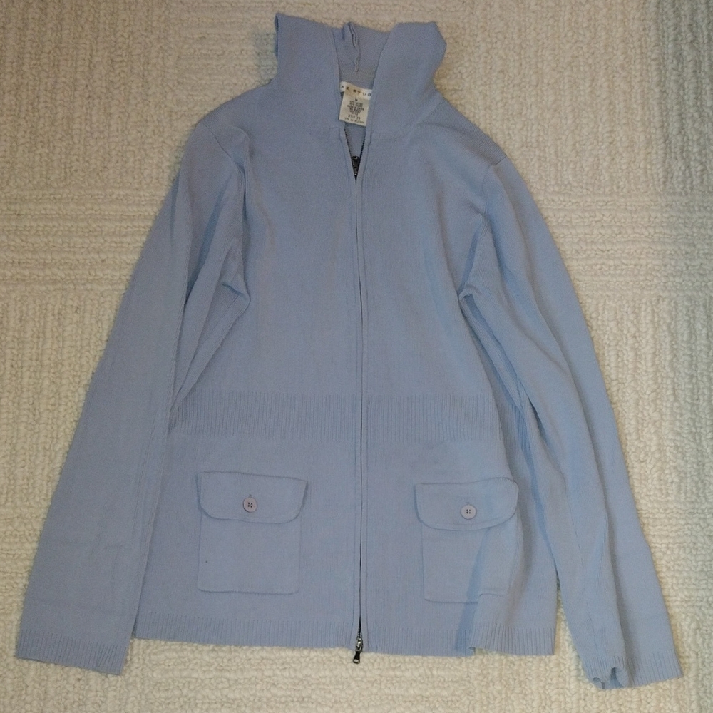 Max Studio Soft Blue Hooded Sweater
